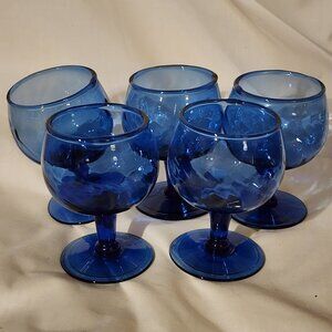 Vintage 5 Blue Cordial Glasses